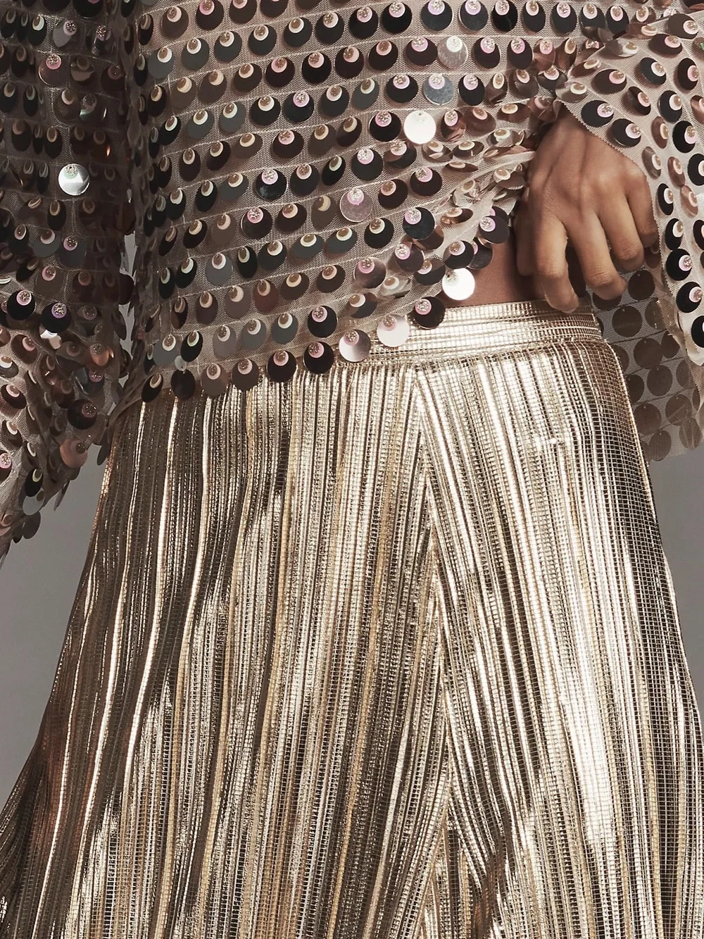 Anthropologie Metallic Pleated Midi Skirt - Picture 4 of 5